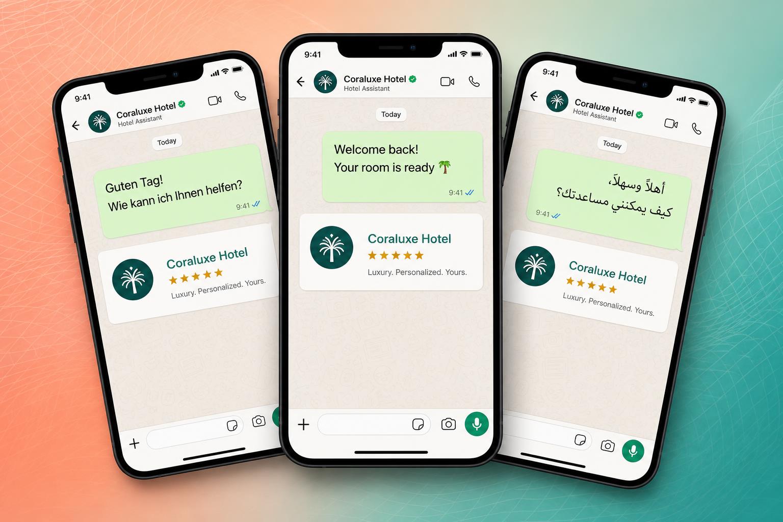 Almanca, İngilizce ve Arapça WhatsApp sohbetleri yan yana