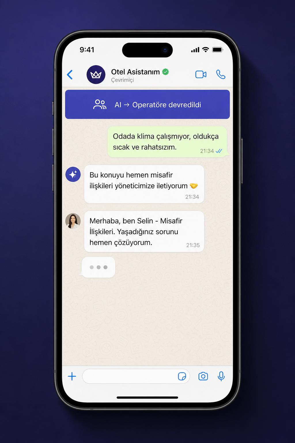 AI'dan misafir ilişkileri operatörüne devredilen şikâyet konuşması